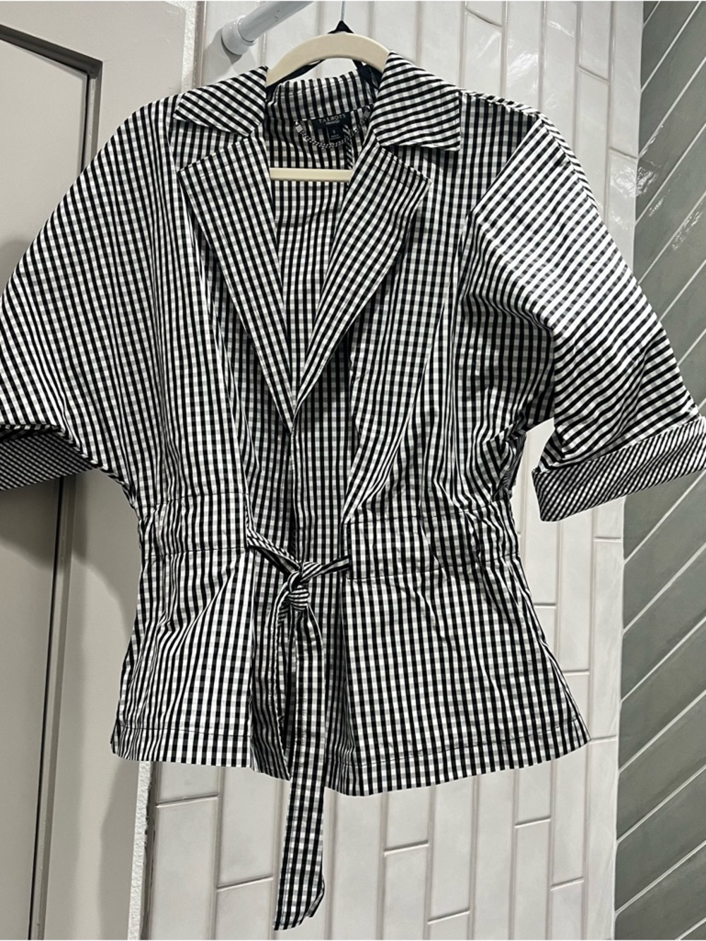 Talbots Black and White Gingham Button-Up Shirt
